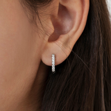 In Season® Sterling Silver Stud Screw Back Earrings - Multi CZ 9mm Huggie Hoop