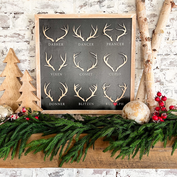 WillowBee Signs & Design® Reindeer Names Christmas Sign