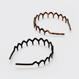 Kitsch® Zig Zag Headband - 2 Piece Set - Black & Tortoise