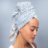 Kitsch® Extra Large Quick-Dry Hair Towel Wrap- Gingham Blue