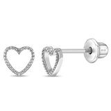 In Season® Sterling Silver Stud Screw Back Earrings - 4mm Open Heart