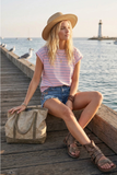 Sewn & Seen® Striped Cap Sleeve Relaxed Fit Top