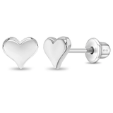 In Season® Sterling Silver Stud Screw Back Earrings - Polished Heart