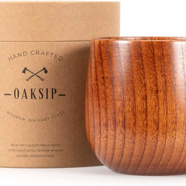 Oaksip® Finished Wooden Bourbon/Whiskey Drinking Glass