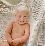 Canyon Leaf™ Polished Cognac Baltic Amber + Aquamarine Necklace