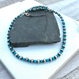 Ella E Designs® Sterling Silver Navajo Pearl and Turquoise Bead Necklace - 4mm - 16-18"