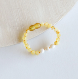 Canyon Leaf™ Baltic Amber Teething Bracelet | Anklet with Pearls