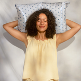 Kitsch® Satin Pearlized Cream and Coastal Blue Print Pillowcase - Standard