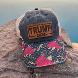 Hometown Co® Trump 2024  Leather Patch Floral  Hat