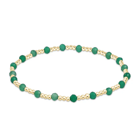 enewton® Extends Gemstone Gold Sincerity Pattern 3mm Bead Bracelet - Green Onyx