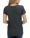 Grace & Lace® Perfect V-Neck Tee in Charcoal