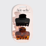 Kitsch® Recycled Plastic Medium Puffy Claw Clips - Black & Tortoise