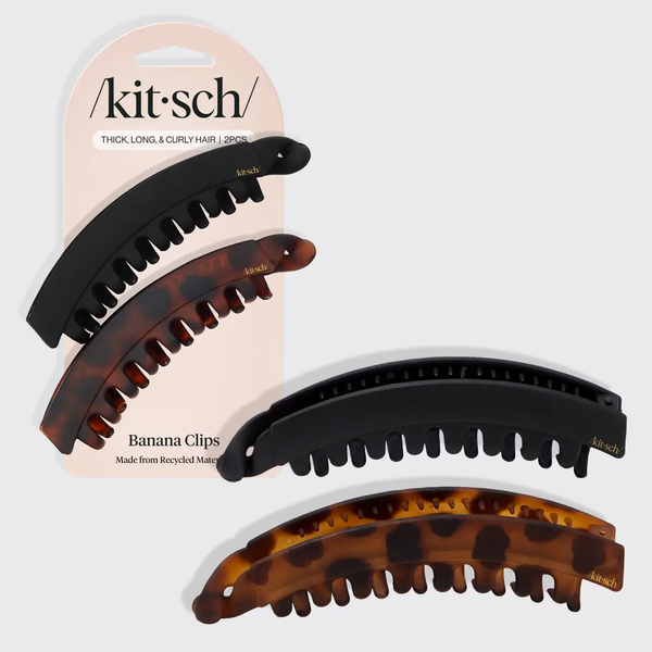 Kitsch® Banana Clip Set - Black and Tortoise