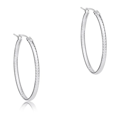 enewton® Oval Sterling Silver 1" Textured Hoop Earrings