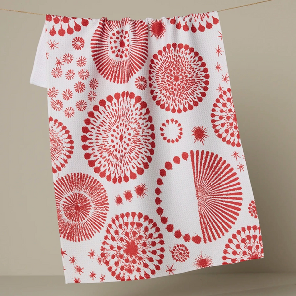 Geometry House® Kitchen Dish Tea Towel - Freedom Sparks - Red
