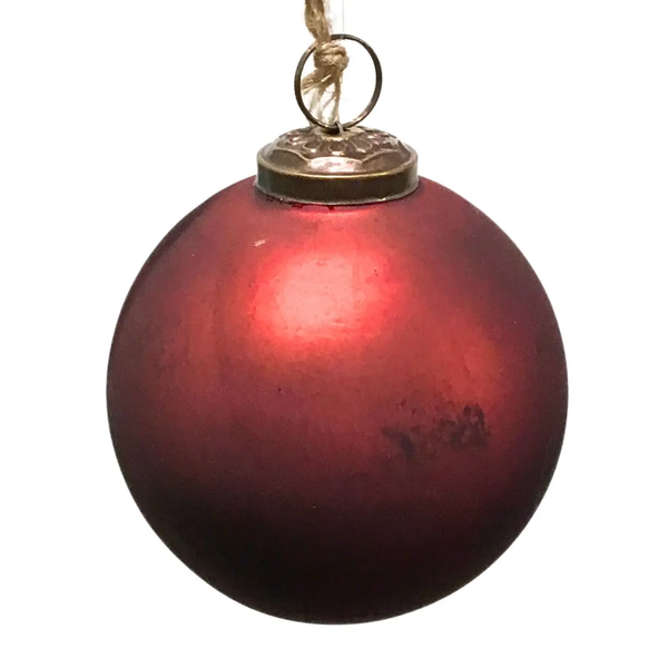David Christopher Collection® 6" Matte Marbled Glass Ball Ornament - Burgundy