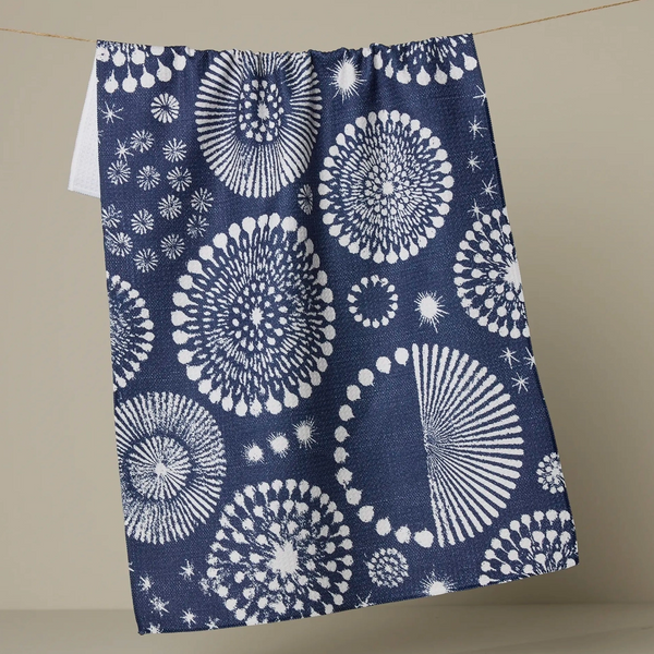Geometry House® Kitchen Dish Tea Towel - Freedom Sparks - Navy
