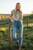 Sewn & Seen® Striped Cap Sleeve Relaxed Fit Top