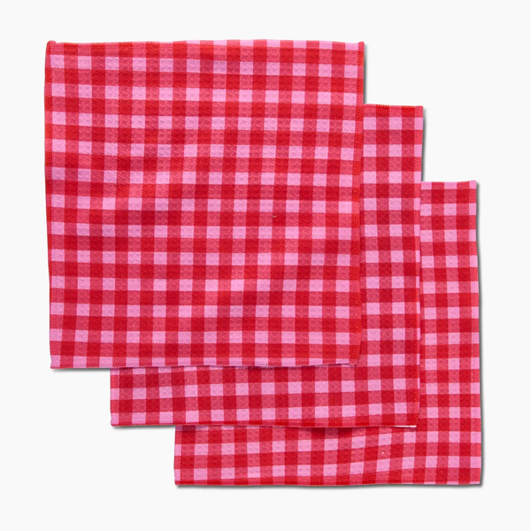 Geometry House® Kitchen Luxe Washcloth Set - Cherry Gingham