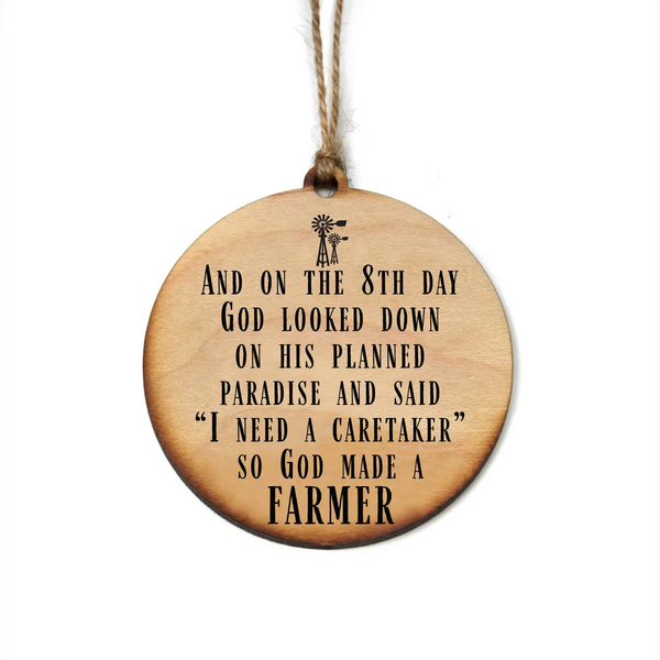 Driftless Studios® Wooden Ornament - God Made a Farmer