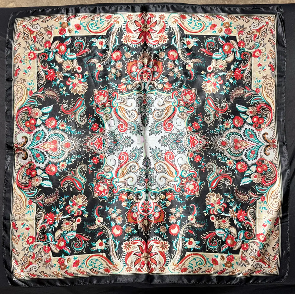 Buckle Boss® Wild Rag - Black Gold & Red Floral