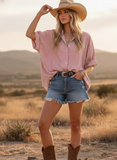 Sewn & Seen® Oversized Short Sleeve Button Down Shirt