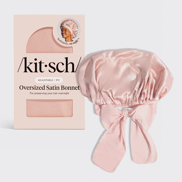 Kitsch® Adjustable Oversized Satin Bonnet - Blush