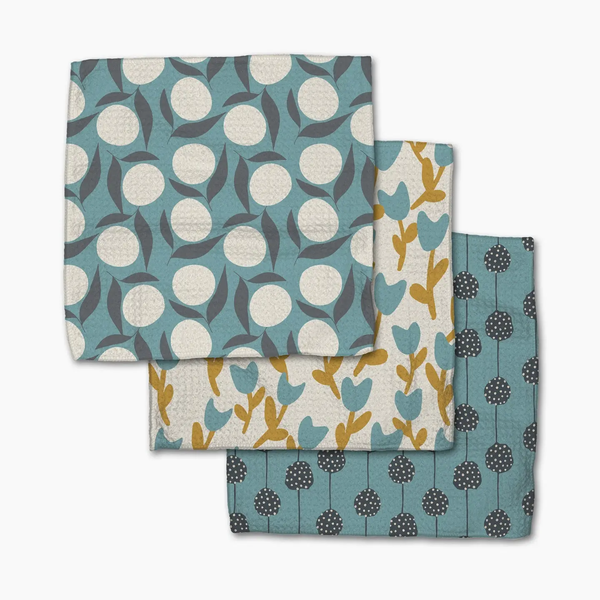 Geometry House® Kitchen Dishcloth Set - Polka Dot Blooms