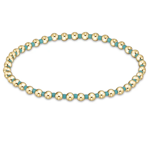 enewton® Hope Grateful 2mm Gold Bead Bracelet - Turquoise