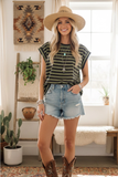 Sewn & Seen® Striped Cap Sleeve Relaxed Fit Top