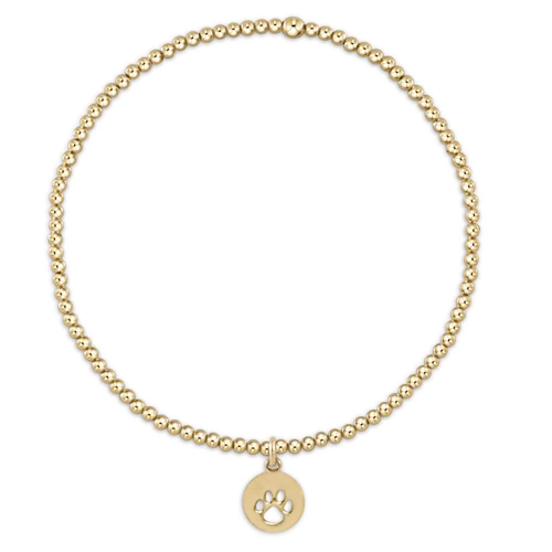 enewton® Classic Gold 2mm Bead Bracelet - Paw Print Small Gold Disc