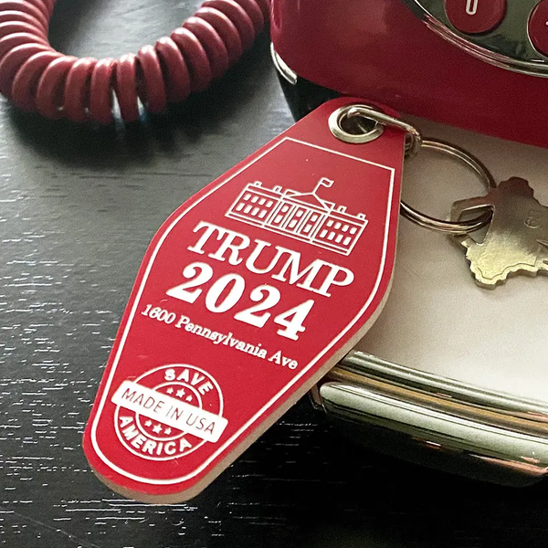 Liberal Tears Cafe® President Trump 2024 Retro Motel Keychain