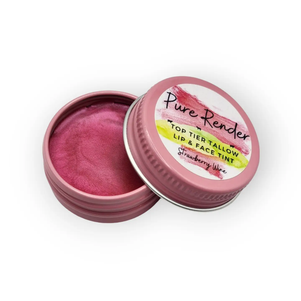 Pure Render Tallow® Wagyu Tallow Lip & Face Tint - Strawberry Wine