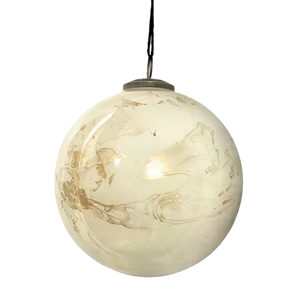 David Christopher Collection® 6" Glass Ball Marble Ornament -Gold White