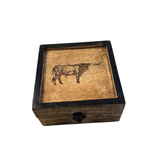 Wilco Home® Branding Iron Long Horned Bull Carved Wooden Box