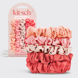 Kitsch® Ruched Satin Scrunchies 5 piece Set - Assorted Cherry Blossom