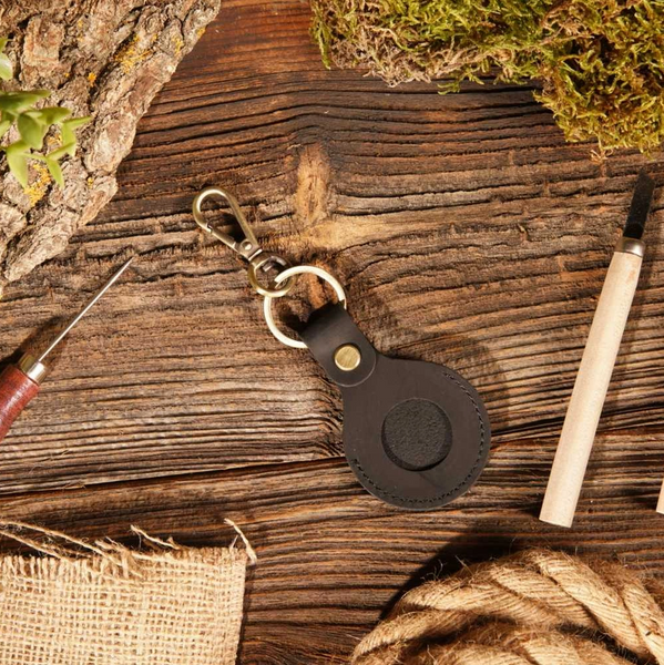 American Leather Goods® Leather AirTag Keychain