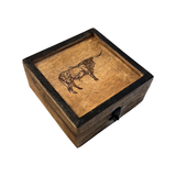 Wilco Home® Branding Iron Long Horned Bull Carved Wooden Box