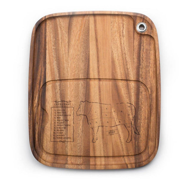 Ironwood Designs™ Steak BBQ Plate, Acacia Wood with Cow Design