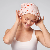 Kitsch® Satin-Lined Flexi Shower Cap - Cherry Print