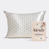 Kitsch® Satin Pearlized Cream and Coastal Blue Print Pillowcase - Standard