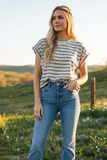 Sewn & Seen® Striped Cap Sleeve Relaxed Fit Top