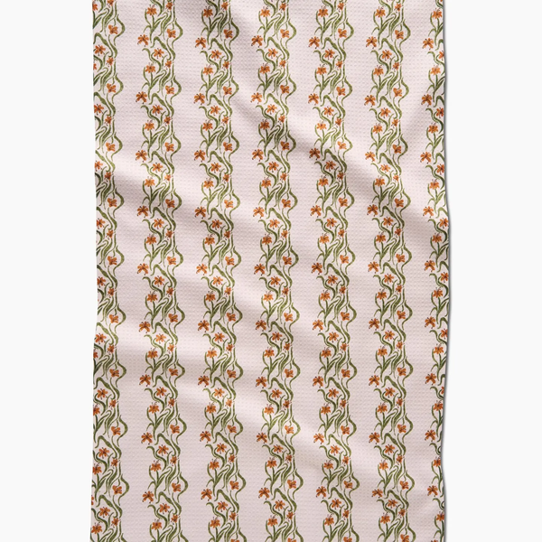 Geometry House® Kitchen Dish Tea Towel - Floral Fall Stripes