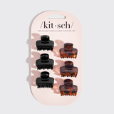 Kitsch® Recycled Plastic Mini Puffy Claw Clips 6pc Set- Black/Tort