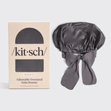 Kitsch® Adjustable Oversized Satin Bonnet - Charcoal