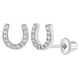 In Season® Sterling Silver Stud Screw Back Earrings - Jewel Horseshoe