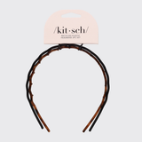 Kitsch® Zig Zag Headband - 2 Piece Set - Black & Tortoise