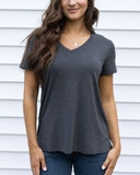 Grace & Lace® Perfect V-Neck Tee in Charcoal