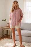 Sewn & Seen® Oversized Short Sleeve Button Down Shirt