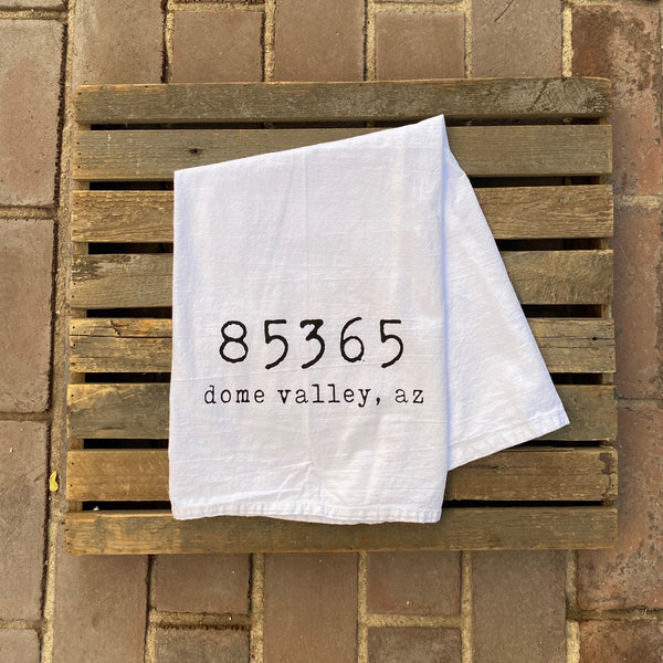 Yuma Roots™ Zip Code Dish Towel "Dome Valley, AZ 85365”